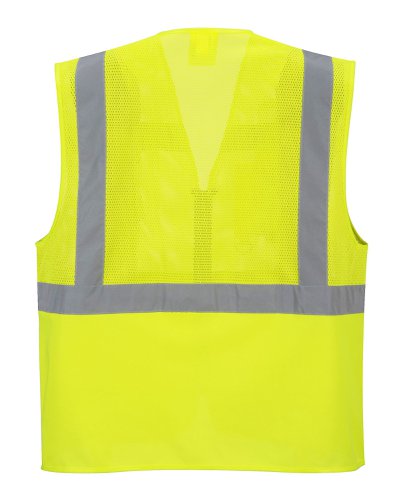 Portwest Madrid Hi Vis Half Mesh Executive Vest XS Yellow (Pack of 10)