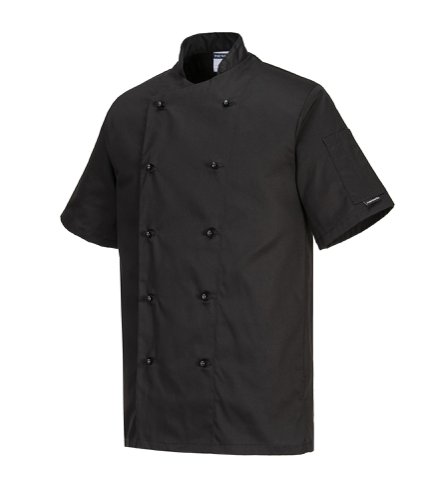 Portwest Kent Chefs Jacket S/S S Blk