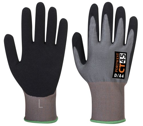 Portwest CT45 CT Cut D18 Nitrile Glove Grey/Black