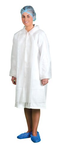 Portwest D118 Disposable Visitors Coat PP (PK200) White Overalls, Bibs & Aprons M-D118