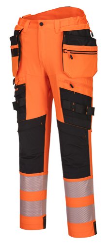 Portwest DX4 Hi Vis Detachable Holster Pocket Trousers 33 Orange/Blk