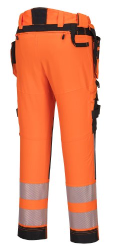 Portwest DX4 Hi Vis Detachable Holster Pocket Trousers 36 Orange/Blk