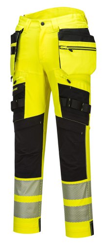 Portwest DX4 Hi Vis Detachable Holster Pocket Trousers 46 Yellow/Blk