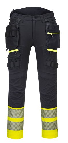 Portwest DX445 DX4 Hi-Vis Detachable Holster Pocket Class 1 Trousers Yellow/Black