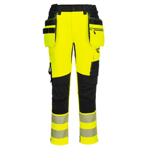 Portwest DX454 DX4 Hi-Vis Detachable Holster Pocket Craft Trousers Yellow/Black 28