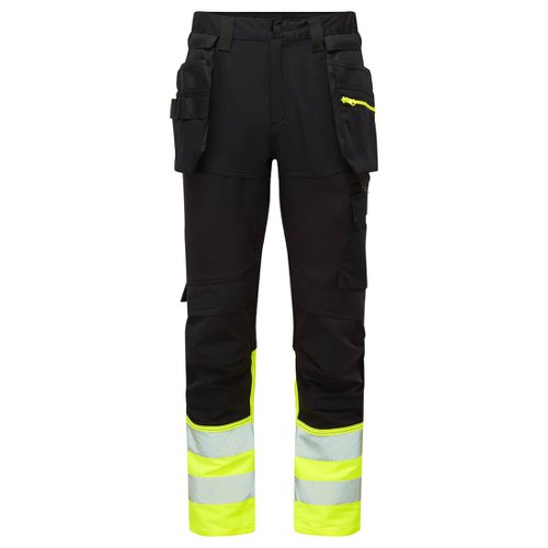Portwest DX457 DX4 Hi-Vis Class 1 Detachable Holster Pocket Craft Trousers Yellow/Black 28