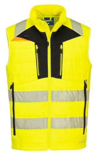 Portwest DX479 DX4 Hi-Vis Hybrid Baffle Bodywarmer Yellow/Black L