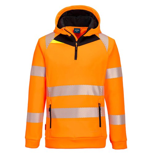 Portwest DX482 DX4 Hi-Vis 1/4 Zip Hoodie Orange/Black L