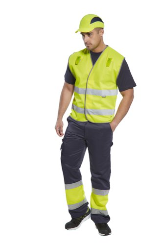 Portwest Hi Vis Contrast Class 1 Service Trousers 2XL Orange/Navy