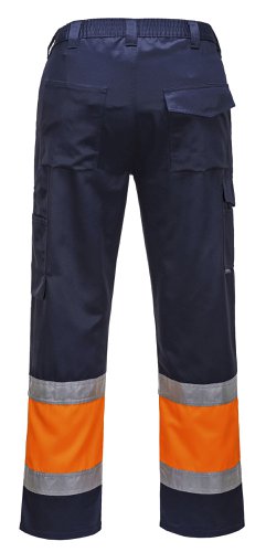 Portwest Hi Vis Contrast Class 1 Service Trousers 2XL Orange/Navy