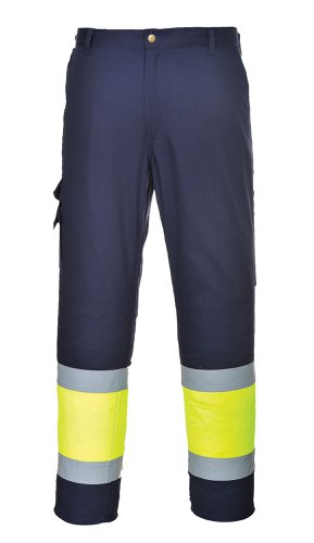 Portwest E049 Hi-Vis Contrast Class 1 Service Trousers Yellow/Navy L