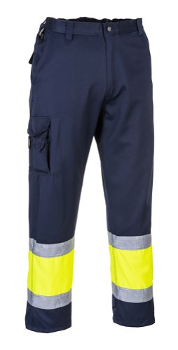 Portwest Hi Vis Contrast Class 1 Service Trousers 3XL Yellow/Navy