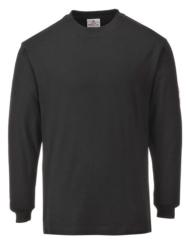 Portwest FR11 Flame Resistant Anti-Static Long Sleeve T-Shirt Black L