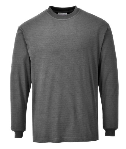Portwest FR11 Flame Resistant Anti-Static Long Sleeve T-Shirt Grey L