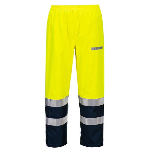 Portwest FR410 Bizflame Rain+ Hi-Vis Light Arc Trousers Yellow/Navy L