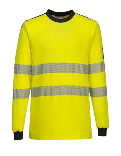 Portwest FR701 PW3 Flame Resistant Hi-Vis T-Shirt Yellow/Navy L