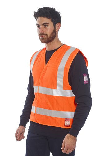 Portwest Hi Vis Anti Static Vest Flame Resistant L/XL Orange (Pack of 10)