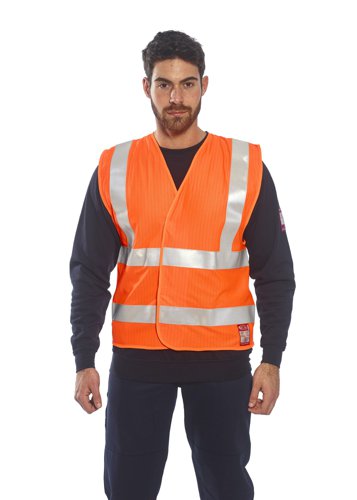 Portwest Hi Vis Anti Static Vest Flame Resistant L/XL Orange (Pack of 10)