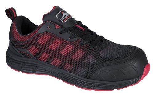 Portwest FT35 Composite Textile Trainer S1PS FO SR Black/Red 36