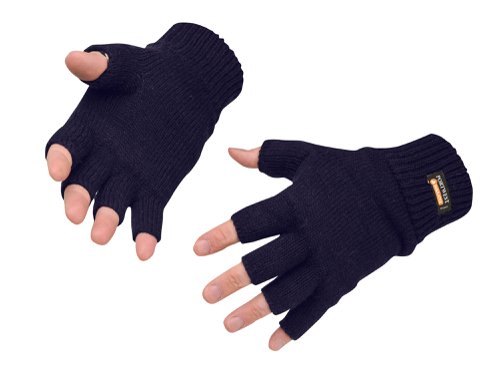Portwest GL14 Insulated Fingerless Knit Glove Navy