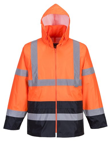 Portwest H443 Hi-Vis Contrast Classic Rain Jacket Orange/Navy L