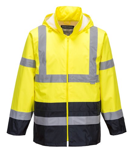 Portwest H443 Hi-Vis Contrast Classic Rain Jacket Yellow/Navy XXXL