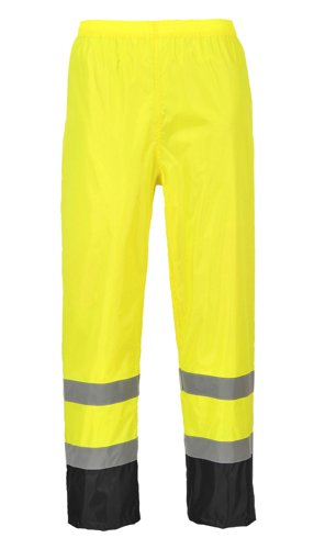 Portwest H444 Hi-Vis Contrast Classic Rain Trousers Yellow/Black 4XL