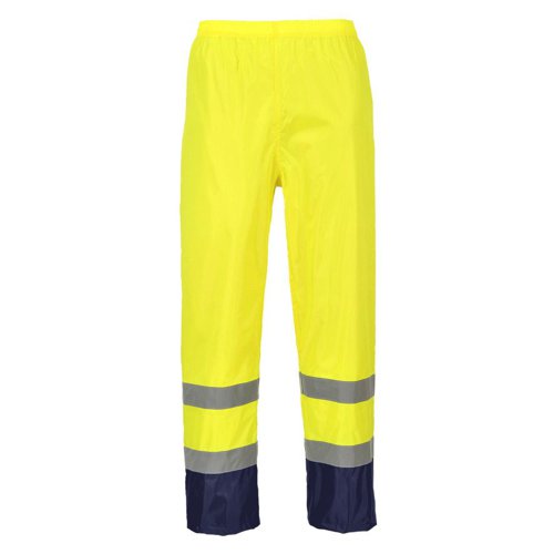 Portwest H444 Hi-Vis Contrast Classic Rain Trousers Yellow/Navy L