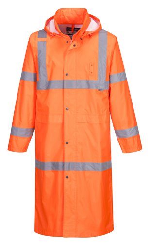 Portwest H445 Hi-Vis Rain Coat 122cm Orange L Jackets H445ORRL