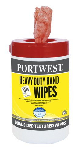 Portwest IW30 Heavy Duty Hand Wipes (80 Wipes) Orange