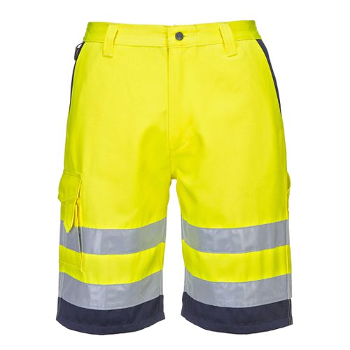 Portwest L043 Hi-Vis Lightweight Polycotton Shorts Yellow/Navy L