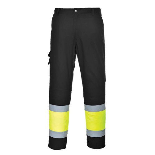 Portwest L049 Hi-Vis Lightweight Contrast Class 1 Service Trousers Yellow/Black L