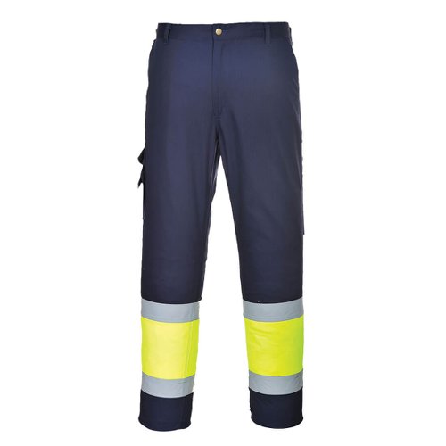 Portwest L049 Hi-Vis Lightweight Contrast Class 1 Service Trousers Yellow/Navy L