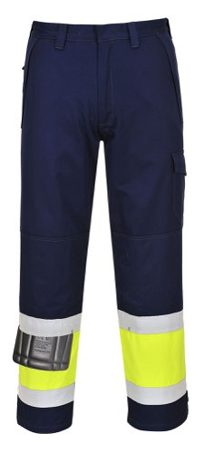 Portwest MV26 Hi-Vis Modaflame Trousers Yellow/Navy Tall L