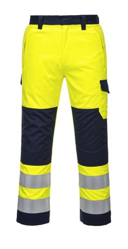 Portwest MV46 Hi-Vis Modaflame Trousers Yellow/Navy