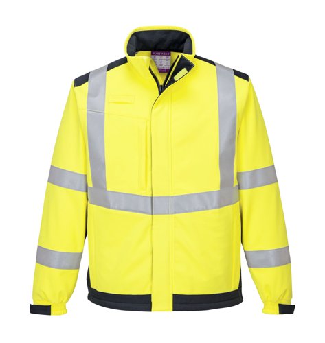 Portwest MV72 Modaflame Multi Norm Arc Softshell Jacket Yellow/Navy 4XL