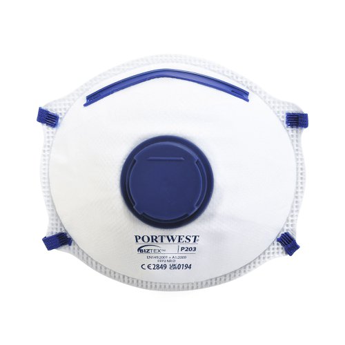 Portwest P203 FFP2 Valved Dolomite Respirator (Pk10) White