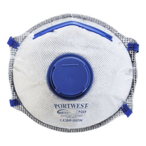 Portwest P223 FFP2 Carbon Valved Dolomite Respirator (Pk10) White