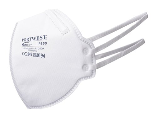 Portwest P350 FFP3 Dolomite Fold Flat Respirator (Pk20) White Respirators P350WHR