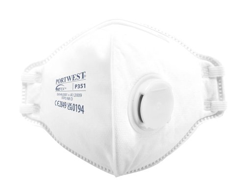 Portwest P351 FFP3 Valved Dolomite Fold Flat Respirator (Pk20) White