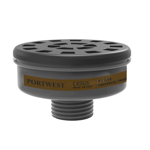 Portwest P906 A2 Gas Filter Universal Thread (Pk6) Black