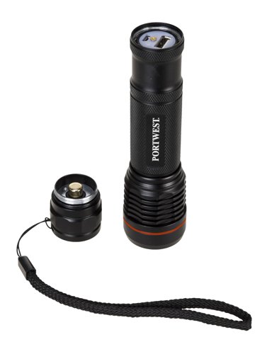 Portwest PA75 USB Rechargeable Torch Black Torches PA75BKR