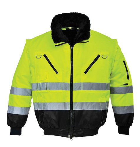 Portwest PJ50 Hi-Vis 3-in-1 Contrast Pilot Jacket Yellow/Black L