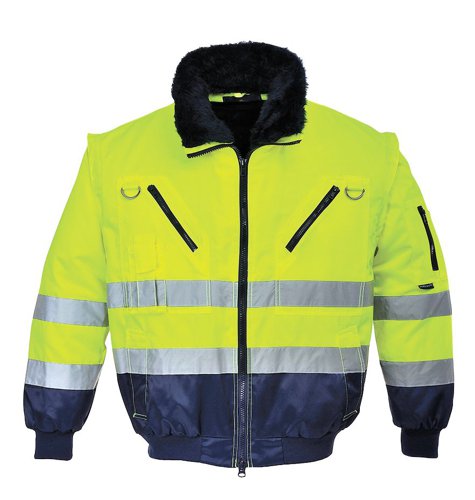 Portwest PJ50 Hi-Vis 3-in-1 Contrast Pilot Jacket Yellow/Navy L