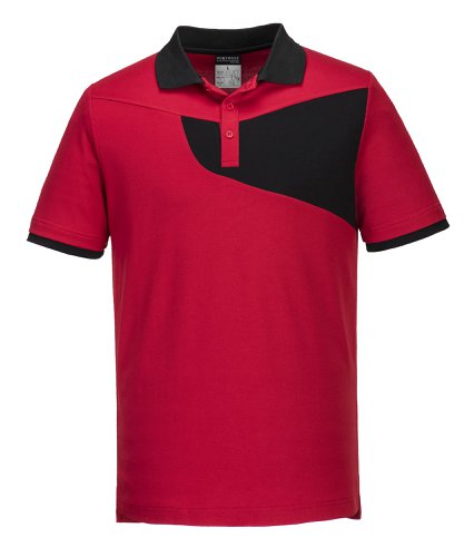 Portwest PW210 PW2 Cotton Comfort Polo Shirt S/S Red/Black L
