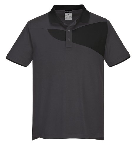 Portwest PW210 PW2 Cotton Comfort Polo Shirt S/S Zoom Grey/Black L