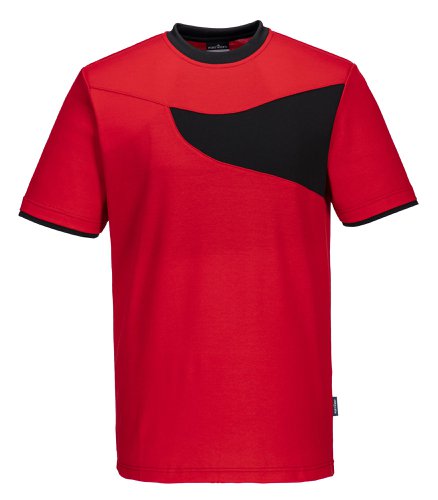 Portwest PW211 PW2 Cotton Comfort T-Shirt S/S Red/Black L