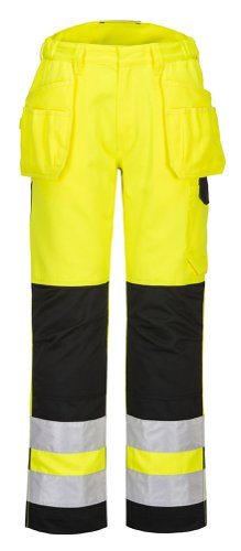 Portwest PW242 PW2 Hi-Vis Holster Pocket Trousers Yellow/Black 30