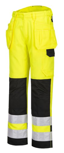 Portwest PW242 PW2 Hi-Vis Holster Pocket Trousers Yellow/Black 30