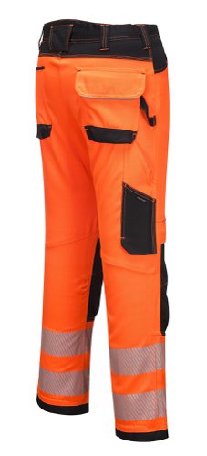 Portwest PW3 Hi Vis Lightweight Stretch Work Trousers 28 Orange/Blk